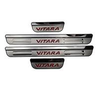 EAGLEG 4 Pezzi Acciaio Inox Battitacco per Auto Sticker, per Suz-uki Vitara 2015-2020, Esterno Battitacco Protezione Plates Anti-Graffio Scuff Adesivi Decorativi Accessori,Red