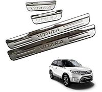 EAGLEG 4 Pezzi Acciaio Inox Battitacco per Auto Sticker, per Suz-uki Vitara 2015-2020, Esterno Battitacco Protezione Plates Anti-Graffio Scuff Adesivi Decorativi Accessori,Silver