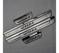 EAGLEG 4 Pezzi Acciaio Inox Battitacco per Auto Sticker, per Suz-uki Vitara 2015-2020, Esterno Battitacco Protezione Plates Anti-Graffio Scuff Adesivi Decorativi Accessori,Black