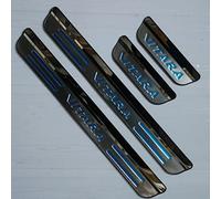 EAGLEG 4 Pezzi Acciaio Inox Battitacco per Auto Sticker, per Suz-uki Vitara 2015-2020, Esterno Battitacco Protezione Plates Anti-Graffio Scuff Adesivi Decorativi Accessori,Blue