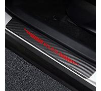 EAGLEG 4 Pezzi Fibra di Carbonio Battitacco per Auto Sticker, per Ren-Ault KOLEOS, Pellicola del Protezione Davanzale Portiera Auto Anti-Graffio Scuff Adesivi Decorativi Accessori,Red