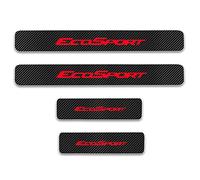 EAGLEG 4Pezzi Auto Fibra di Carbonio Battitacco Adesivi, per FO-rd Ecosport, Soglia Porta Anti-Graffio Scuff Piastra di Protezione,Red