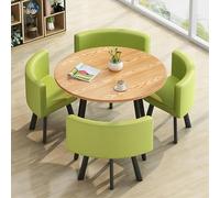 Eagleize Set di 4 tavolo da cucina rotondo da 80 cm e sedie, tavolo da ufficio e sedie per sala conferenze, tavolo da pranzo con sedie, tavolo da pranzo per 4 (serra rotonda)