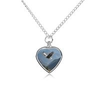 Eagles Fly in The Valley - Collana con urna per ceneri, impermeabile, a forma di cuore, con kit di riempimento, catena regolabile da 70,1 cm, gioiello per la cremazione, regalo di simpatia per gli