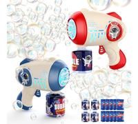 EagleStone 2 Pistole a Bolle per Bambini,Macchina Automatica per Bolle di Sapone con 4 Soluzioni,Giocattoli Regali per Compleanno Matrimonio Festa All'aperto,Toy