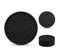 EAGMAK Set di 8 sottobicchieri in silicone con motivo scanalato, base antiscivolo, lavabili e resistenti al calore, per tavolo in legno, scrivania, cucina, ufficio, bar, colore nero