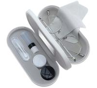 eagosion Custodia per occhiali e lenti a contatto 2 in 1, con panno per la pulizia, specchio integrato, pinzette multifunzione e flaconcino, portatile, a doppio strato, kit da viaggio per occhiali e