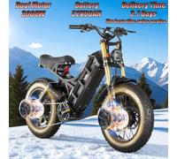 Eahora Romeo Bicicletta Elettrica 3000W Potente Doppio Motore 52V60AH Batteria E-bike 20*4.5 Fat Tire Mountain Off-road Bici Elettrica Black-2500W52V60AH Delivered 3-7 Days