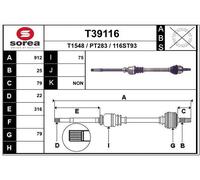 EAI Semiasse Anteriore Destro per Peugeot 307 3A/C 3B 3E Citroën C4 Coupé