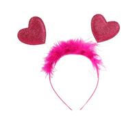 EAJORN Cerchietto per capelli delicato per feste, banchetti, con cuore, per ragazze, San Valentino, con piume, accessorio per capelli glitterato