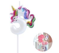 EAKE 5 candele a forma di unicorno con numero 5, decorazioni per torte per il 5° compleanno, decorazione per feste di compleanno, unicorno addormentato, tre con colori arcobaleno vivaci