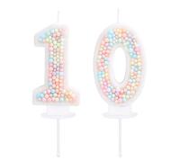 EAKE Candela per 10° compleanno Macaron Glitter 3D numero 10 candele per torte di compleanno ragazza donna dolce tema dieci anni compleanno anniversario di matrimonio festa decorazione torta