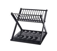 EALRIDV Frame in decomposizione del pilotaggio X -Design, telaio di strappo per la lavaggio di piatti 2 Livelli realizzati in acciaio inossidabile, telaio di drenaggio che saluta lo (Nero)