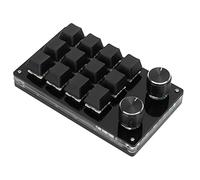 EALRIDV Tastiera con una sola mano, 12 tasti, manopola impostabile, mini tastiera, funzione di memoria, computer e accessori, per ufficio, musica, media, controllo industriale, (Tutto nero)