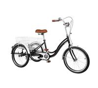 Ealtqund Triciclo per Adulti 20 Pollici Triciclo Urbano Vintage 3 Ruote Capacità di Carico di 242,5 LB per Shopping, Tempo Libero e Anziani, Nero
