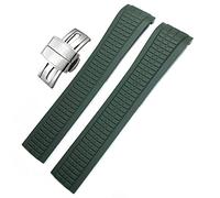 EAMOM Cinturino in gomma fluorurata colorata da 21 mm per Patek 5164A 5167A AQUANAUT Philippe serie a farfalla fibbia cinturino in silicone per orologio, Silver Buckle, Green, agate