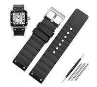 EAMOM Cinturino per orologio da 23 mm per Cartier Santos Sandoz Santos 100 cinturino per orologio in silicone in gomma per uomo e donna nero(Black silver pin)