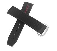 EAMOM Cinturino per orologio in gomma 22 mm 20 mm 19 mm 21 mm cinturino per Omega Speedmaster Heritage Seamaster braccialetto sportivo impermeabile in silicone(Red Silver,19 mm)