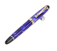 EAMOM Classics - Penna stilografica con corpo spesso 1,0 mm, pennino curvo, in metallo, inchiostro di lusso, regalo per scrittura (fiore di ghiaccio blu)