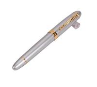 EAMOM Classics - Penna stilografica con corpo spesso 1 mm, pennino curvo, in metallo, inchiostro di lusso, regalo per scrittura (argento champagne)