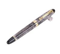 EAMOM Classics - Penna stilografica in metallo, con corpo spesso 1,0 mm, pennino curvo, inchiostro di lusso, regalo per scrittura (grigio marmo)