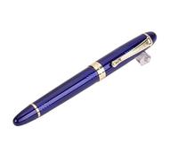 EAMOM Classics - Penna stilografica in metallo, con corpo spesso 1,0 mm, pennino piegato, inchiostro di lusso, regalo per scrittura (blu pirale)