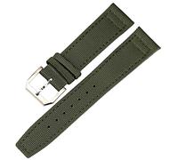 EAMOM Orologio Cinturino per IWC Pilota Orologio Portugieser Uomini di Chiusura di Sicurezza Strap Accessori Orologio Nylon Rapporto Pelle Catena da Polso, Green-Silver Clasp, 21mm