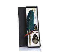 EAMOM Penna stilografica vintage con penna, alla moda, con manico a 2/5 pennini, set per scrittura e penna stilografica, regalo di compleanno/Natale (2 pennini verde A)