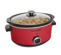 Eamoment 3,5L | 200W slow cooker con 3 impostazioni di calore e indicatore di potenza, lavabile in lavastoviglie e con manici, coperchio in vetro facile da pulire (rosso)