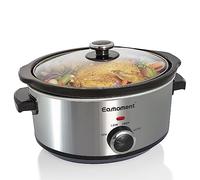 Eamoment 3,5L | 200W slow cooker con 3 impostazioni di calore e indicatore di potenza, lavabile in lavastoviglie e con manici, coperchio in vetro facile da pulire (argento)