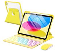 EAMPANG Custodia con tastiera e mouse per iPad A16 11a 10a generazione 11/11", tastiera rimovibile retroilluminata arcobaleno Cover magnetica girevole con portamatite per iPad 11 2025 10 Gen 2022