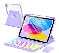 EAMPANG Custodia con tastiera e mouse per iPad A16 11a 10a generazione 11/11", tastiera rimovibile retroilluminata arcobaleno Cover magnetica girevole con portamatite per iPad 11 2025 10 Gen 2022