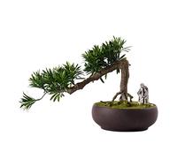 EAmrfvqt Artificial Bonsai Tree Pine Green 17.7in Ceramic Pot Home Decor