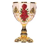 EAmrfvqt Bicchieri da vino rosso in acciaio, Zinc Alloy Embossed Flower Pattern Wine Goblet Multicolor(Golden White Red Flower)