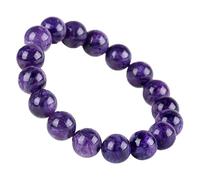 EAmrfvqt Braccialetti di perline, Bracciale con perline di ametista charoite, corda elastica da donna(12mm)