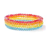 EAmrfvqt Braccialetti di perline, Braccialetti con perline di cristallo sfaccettate da 4 pezzi 17-19 cm for regalo gioielli donna(Type 5,17CM)