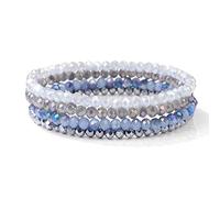 EAmrfvqt Braccialetti di perline, Braccialetti con perline di cristallo sfaccettate da 4 pezzi 17-19 cm for regalo gioielli donna(Type 8,17CM)