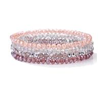 EAmrfvqt Braccialetti di perline, Braccialetti con perline di cristallo sfaccettate da 4 pezzi 17-19 cm for regalo gioielli donna(Type 7,17CM)
