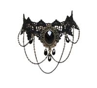 EAmrfvqt Collana in velluto, Girocollo da donna in strass di pizzo nero bianco for cosplay feste(A2)