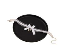 EAmrfvqt Collana in velluto, Girocollo in pizzo da donna con fiocco a forma di cuore multicolore for cosplay feste(White)