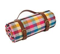 EAmrfvqt Coperte da picnic pieghevoli, Coperta da picnic resistente alla sabbia, cinturino in pelle, portatile, pieghevole, multicolore, dimensioni multiple(Colorful,200x200cm)