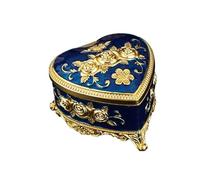 EAmrfvqt Metal Heart Shaped Embossed Rose Jewelry Box
