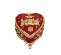 EAmrfvqt Metal Heart Shaped Embossed Rose Jewelry Box