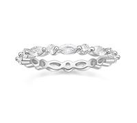 EAMTI Fede nuziale da donna in argento Sterling 925, con zirconia cubica, impilabile, anello a fascia Eternity, misura 3-13, Metallo, Zirconia cubica