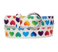 EANAGO Cintura >ARCOBALENO< per bambina - cintura bianca moderna con cuori coloratie per ragazza da circa 3-12 anni - cintura ragazza cintura bambino