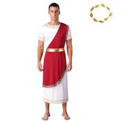 Eandarui Costume da dio greco da uomo Toga romana a maniche corte abito tunica abito antica Grecia Costume Carnevale Burgundy M
