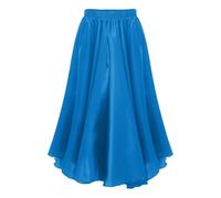 Eandarui Flamenco, gonna lunga da ragazza, per bambini, a linee, maxi gonna da danza, ango, latina, valzer, swing, competizione, performance, costume da ballo, Celeste., 146-152 cm