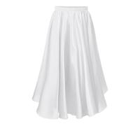 Eandarui Flamenco, gonna lunga da ragazza, per bambini, a linee, maxi gonna da danza, ango, latina, valzer, swing, competizione, performance, costume da ballo, bianco, 146-152 cm