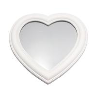 Eaoundm Specchio da parete a forma di cuore, 26,7 x 26,7 cm, per scrivania, camera da letto, colore bianco