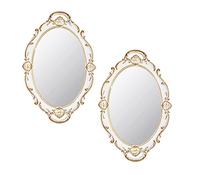 Eaoundm Specchio decorativo ovale da parete, 36,8 x 25,4 cm, stile vintage, da appendere (bianco, 2 pezzi)